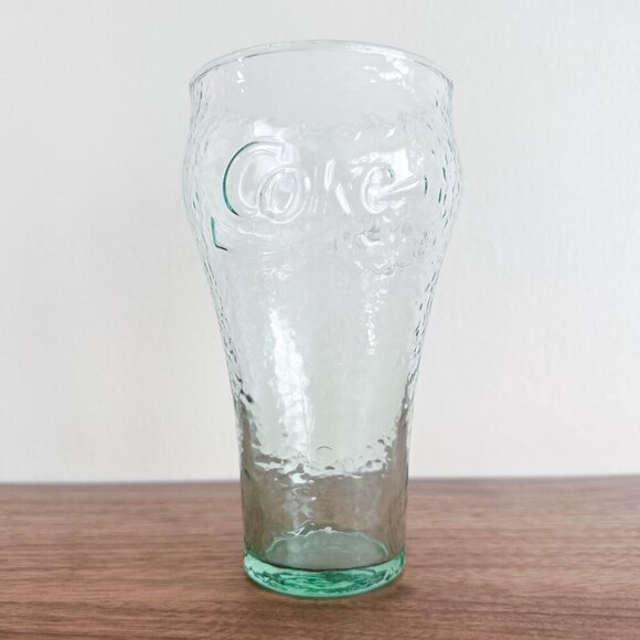 Textured Coca-Cola Drinking Glass with Embossed Logo – Green Tint - Picture 2 of 3